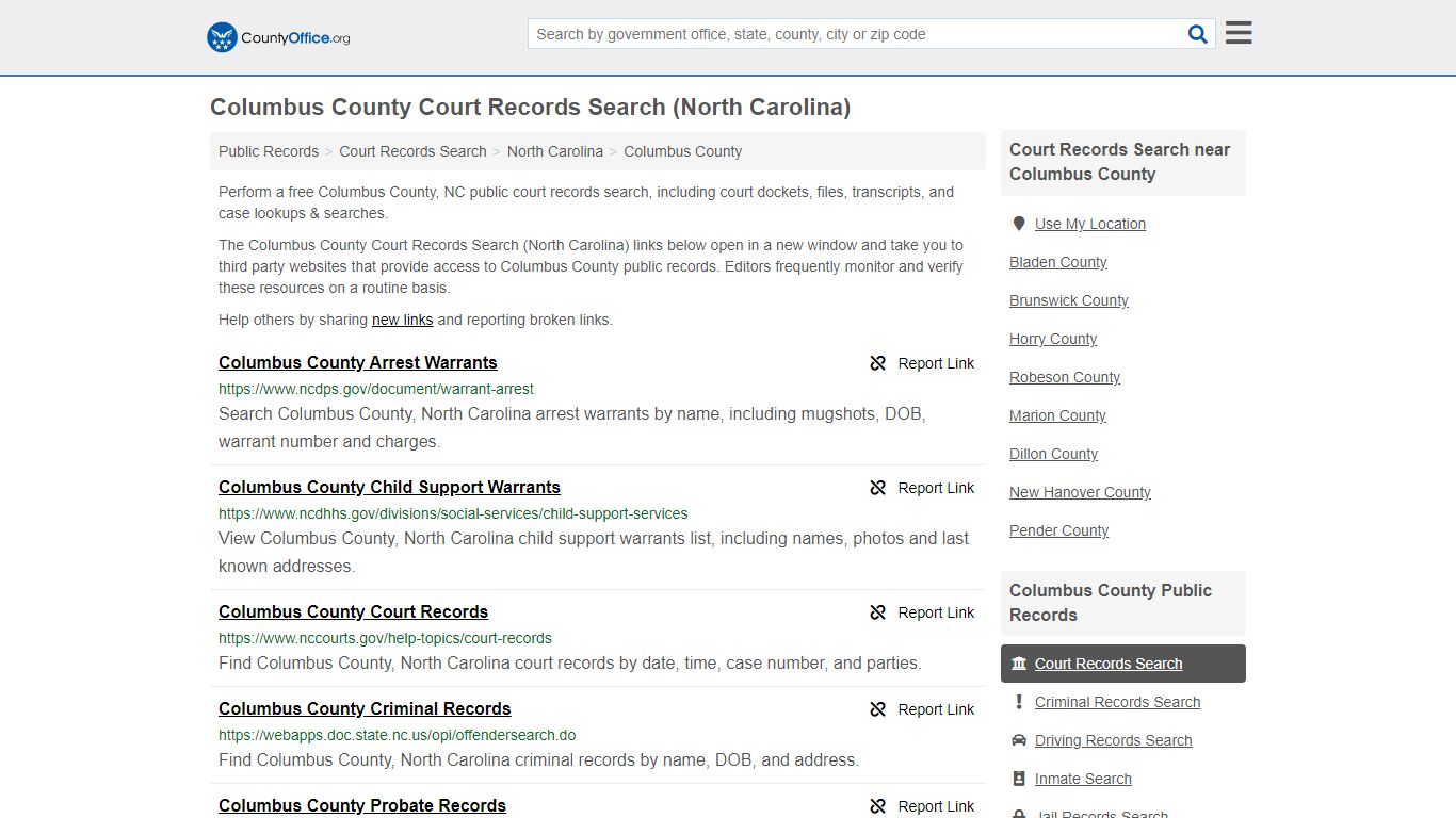 Court Records Search - Columbus County, NC (Adoptions ...